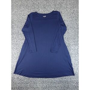 Wool& Merino Wool Blend Long Sleeve Swing Dress Women XL Navy Blue Minimalist